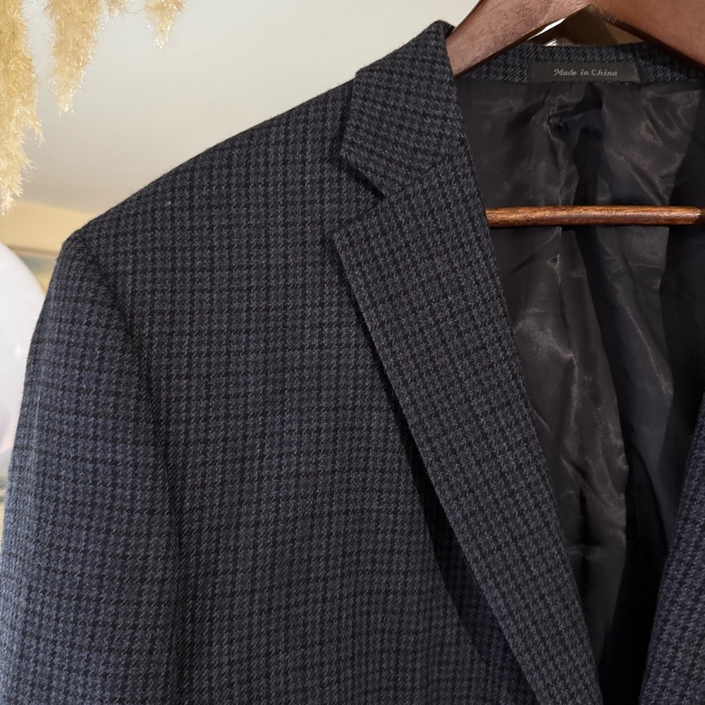 Lauren Ralph Lauren Men's 100% Wool Blue & Black Houndstooth Suit Jacket Blazer - Picture 3 of 10